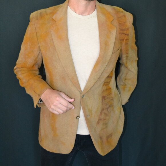 Vintage Camel Wool Jacket Coat Blazer Brown large XL tan camo black gray tie dye - Picture 16 of 16